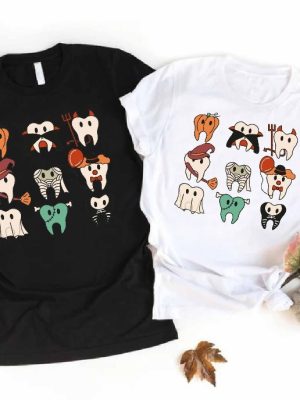 Funny Halloween Teeth Shirt Spooky Halloween Dentist Shirt Halloween Gift For Dentist Pediatric Dentist Shirt Hygienist Halloween Costume Spirit Halloween New revetee.com 2