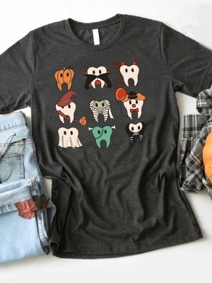 Funny Halloween Teeth Shirt Spooky Halloween Dentist Shirt Halloween Gift For Dentist Pediatric Dentist Shirt Hygienist Halloween Costume Spirit Halloween New revetee.com 3