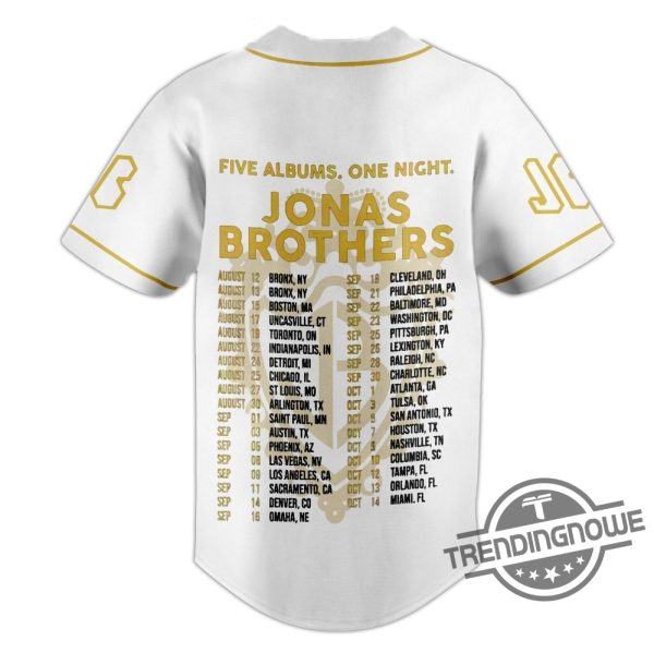 Jonas Brothers Baseball Jersey Jonas Brothers Shirt Jonas Brother Five Albums One Night Baseball Jersey Jonas Brothers The Tour 2023 Baseball Jersey trendingnowe.com 3