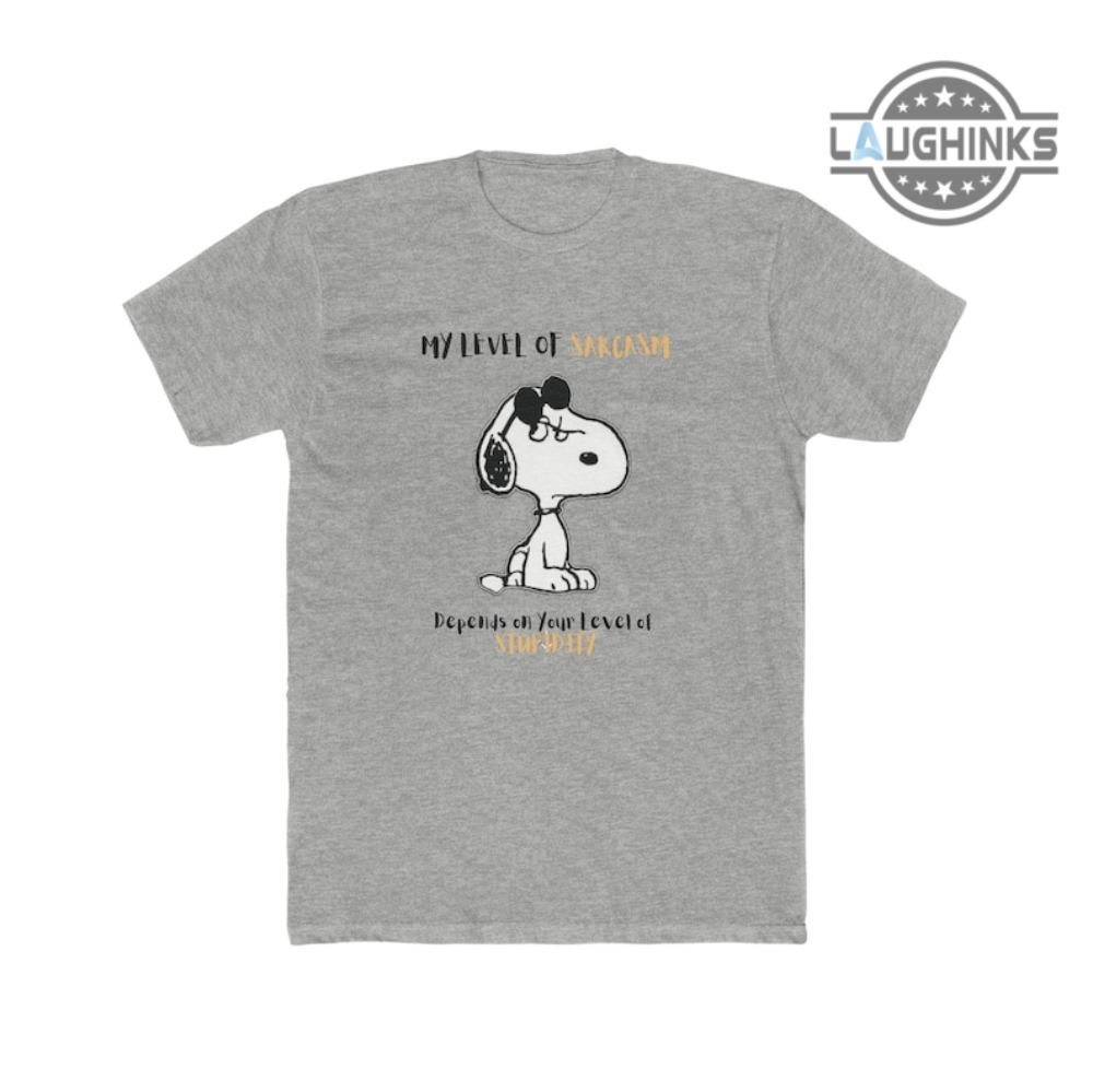 Charlie Brown Shirt Mens Womens Charlie Brown Dog Shirt Toddler Charlie Brown Shirt Charlie Brown T Shirts For Adults  Snoopy Shirts My Level Of Sarcasm Depends On Your Level Of Stupidity