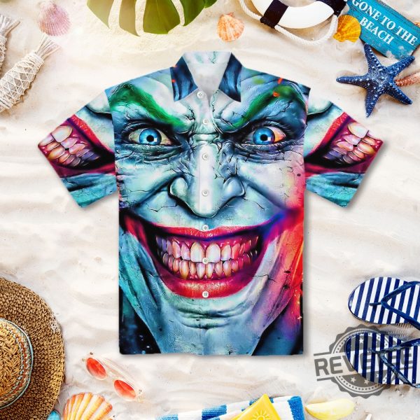 Joker Face 3D Hawaiian Shirt Joker Hawaiian Shirt Joker Face Hawaiian Shirt New revetee.com 1