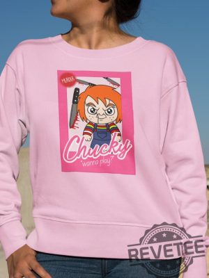 Wanna Play Barbie Chucky Shirt Spirit Halloween Shirt Chucky Shirt Pattern Chucky Doll Spirit Halloween Shirt Chucky Hoodie New revetee.com 2