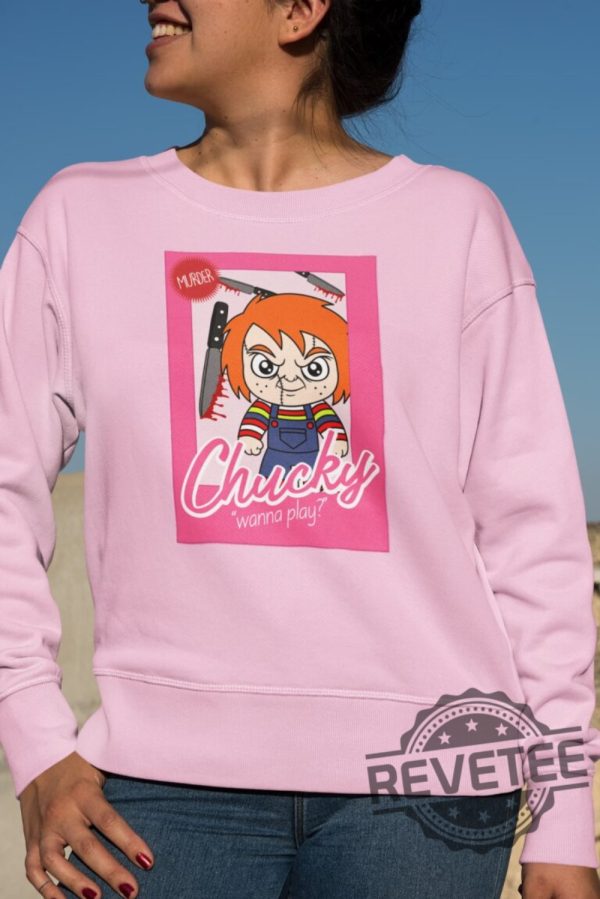 Wanna Play Barbie Chucky Shirt Spirit Halloween Shirt Chucky Shirt Pattern Chucky Doll Spirit Halloween Shirt Chucky Hoodie New revetee.com 2