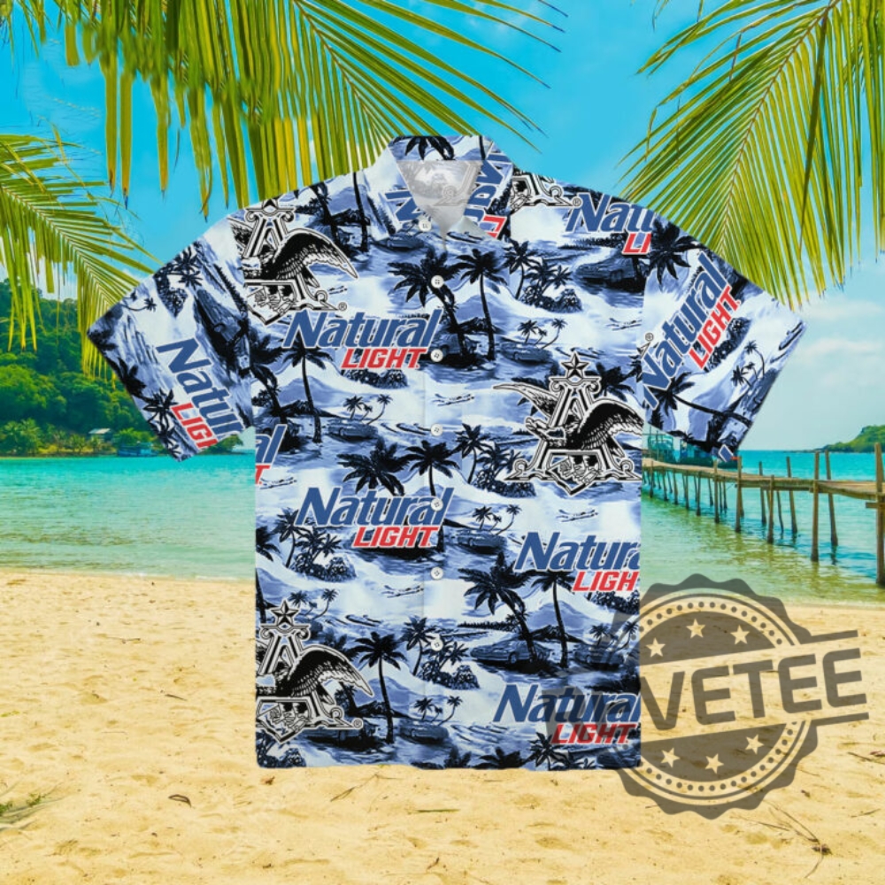 Natural Light Hawaiian Sea Island Pattern Shirt Natural Light Hawaiian Shirt New