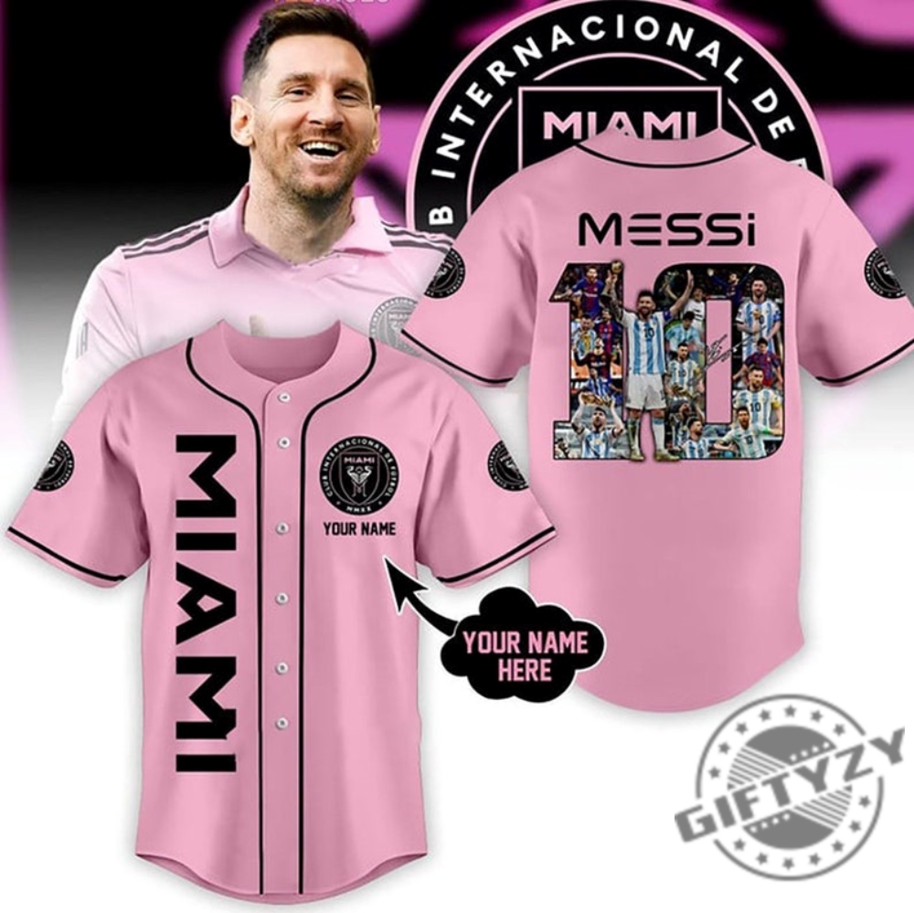 Messi 10 Inter Miami FC Pink Personalized Shirt Baseball Jersey Custom Name  Baseball Jersey 10 Messi International Major League Soccer Jersey Hockey  Basketball Shirt - Giftyzy