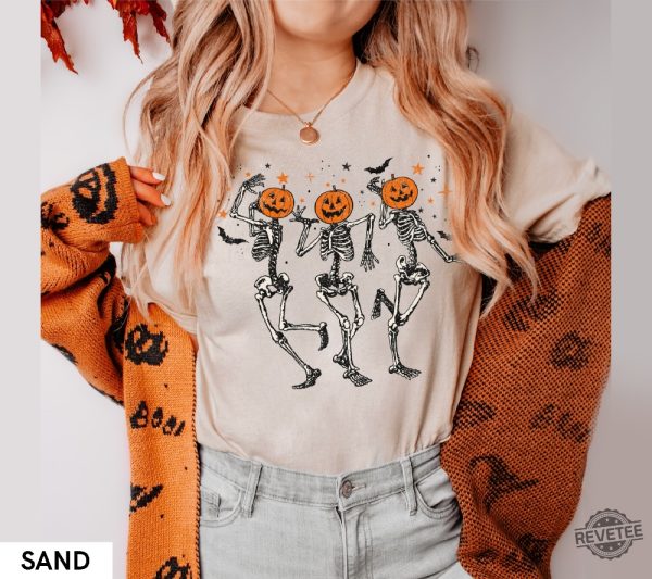 Dancing Skeleton Halloween Shirt Pumpkin Halloween Sweatshirt Fall Sweatshirt Spooky Season Shirt Dancing Skeletons Disneyland Halloween Merch 2023 Disneyland Pumpkin New revetee.com 1