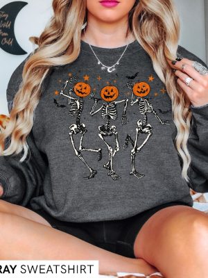 Dancing Skeleton Halloween Shirt Pumpkin Halloween Sweatshirt Fall Sweatshirt Spooky Season Shirt Dancing Skeletons Disneyland Halloween Merch 2023 Disneyland Pumpkin New revetee.com 2