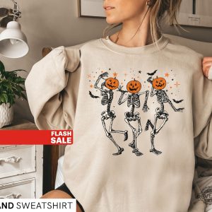 Dancing Skeleton Halloween Shirt Pumpkin Halloween Sweatshirt Fall Sweatshirt Spooky Season Shirt Dancing Skeletons Disneyland Halloween Merch 2023 Disneyland Pumpkin New revetee.com 3