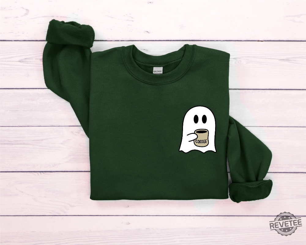 Cute Spooky Coffee Sweatshirt Womens Ghost Sweatshirt Spooky Season Fall Coffee Lover Shirt Halloween Party Shirt Fall Graphic Shirt Lonely Ghost Sweatshirt New