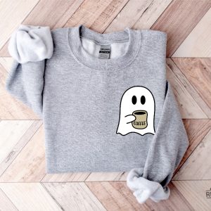 Cute Spooky Coffee Sweatshirt Womens Ghost Sweatshirt Spooky Season Fall Coffee Lover Shirt Halloween Party Shirt Fall Graphic Shirt Lonely Ghost Sweatshirt New revetee.com 3