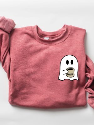 Cute Spooky Coffee Sweatshirt Womens Ghost Sweatshirt Spooky Season Fall Coffee Lover Shirt Halloween Party Shirt Fall Graphic Shirt Lonely Ghost Sweatshirt New revetee.com 5