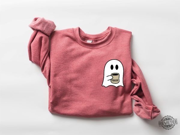 Cute Spooky Coffee Sweatshirt Womens Ghost Sweatshirt Spooky Season Fall Coffee Lover Shirt Halloween Party Shirt Fall Graphic Shirt Lonely Ghost Sweatshirt New revetee.com 5