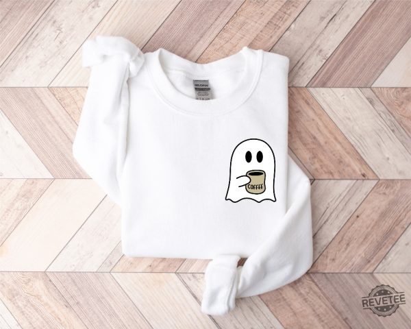 Cute Spooky Coffee Sweatshirt Womens Ghost Sweatshirt Spooky Season Fall Coffee Lover Shirt Halloween Party Shirt Fall Graphic Shirt Lonely Ghost Sweatshirt New revetee.com 6