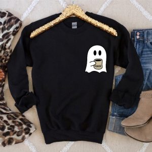 Cute Spooky Coffee Sweatshirt Womens Ghost Sweatshirt Spooky Season Fall Coffee Lover Shirt Halloween Party Shirt Fall Graphic Shirt Lonely Ghost Sweatshirt New revetee.com 7