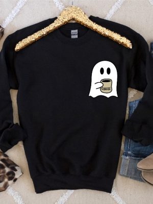 Cute Spooky Coffee Sweatshirt Womens Ghost Sweatshirt Spooky Season Fall Coffee Lover Shirt Halloween Party Shirt Fall Graphic Shirt Lonely Ghost Sweatshirt New revetee.com 7