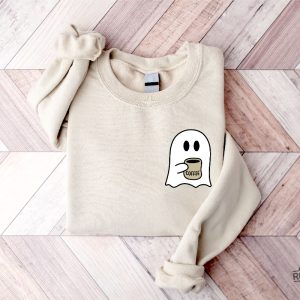 Cute Spooky Coffee Sweatshirt Womens Ghost Sweatshirt Spooky Season Fall Coffee Lover Shirt Halloween Party Shirt Fall Graphic Shirt Lonely Ghost Sweatshirt New revetee.com 8