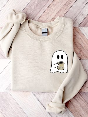 Cute Spooky Coffee Sweatshirt Womens Ghost Sweatshirt Spooky Season Fall Coffee Lover Shirt Halloween Party Shirt Fall Graphic Shirt Lonely Ghost Sweatshirt New revetee.com 8