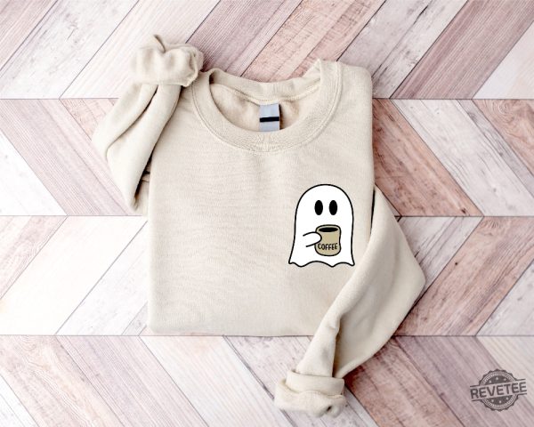 Cute Spooky Coffee Sweatshirt Womens Ghost Sweatshirt Spooky Season Fall Coffee Lover Shirt Halloween Party Shirt Fall Graphic Shirt Lonely Ghost Sweatshirt New revetee.com 8