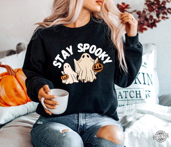 Stay Spooky Sweatshirt Halloween Sweatshirt Halloween Gift Hoodie Womens Halloween Sweatshirt Spooky Season Shirt Ghost Halloween Stay Spooky Svg Unique revetee.com 2