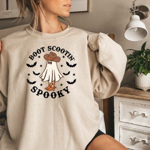 Boot Scootin Spooky Sweatshirt Cute Spooky Shirt Halloween Gift Halloween Shirt Cowboy Ghost Shirt Western Halloween Shirt Spooky Season Shirt New revetee.com 3