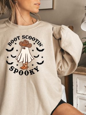 Boot Scootin Spooky Sweatshirt Cute Spooky Shirt Halloween Gift Halloween Shirt Cowboy Ghost Shirt Western Halloween Shirt Spooky Season Shirt New revetee.com 3