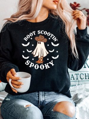 Boot Scootin Spooky Sweatshirt Cute Spooky Shirt Halloween Gift Halloween Shirt Cowboy Ghost Shirt Western Halloween Shirt Spooky Season Shirt New revetee.com 4