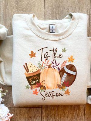 Tis The Season Sweatshirt Fall Football Hoodie Pumpkin Patch Shirt Autumn Shirt Womens Halloween Shirt Tis The Dam Season Tis The Season Football Shirt New revetee.com 3