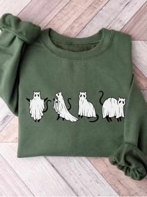 Cat Halloween Sweatshirt Ghost Halloween Shirt Ghost Cat Shirt Fall Sweatshirt For Women Scooby Doo Halloween Costumes Women Spirit Halloween Kills T Shirt Spirit Halloween New revetee.com 4