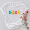 Hola Tshirt Retro Hola Sunshine Shirt Spanish Teacher Gift Mexican Woman Gift Hola Spanish Outfit Matching Vacation Tee Latina Shirt Hola Shirt Unique revetee.com 1