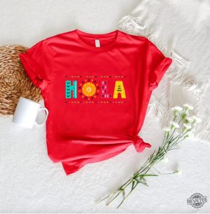 Hola Tshirt Retro Hola Sunshine Shirt Spanish Teacher Gift Mexican Woman Gift Hola Spanish Outfit Matching Vacation Tee Latina Shirt Hola Shirt Unique revetee.com 2