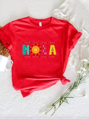 Hola Tshirt Retro Hola Sunshine Shirt Spanish Teacher Gift Mexican Woman Gift Hola Spanish Outfit Matching Vacation Tee Latina Shirt Hola Shirt Unique revetee.com 2