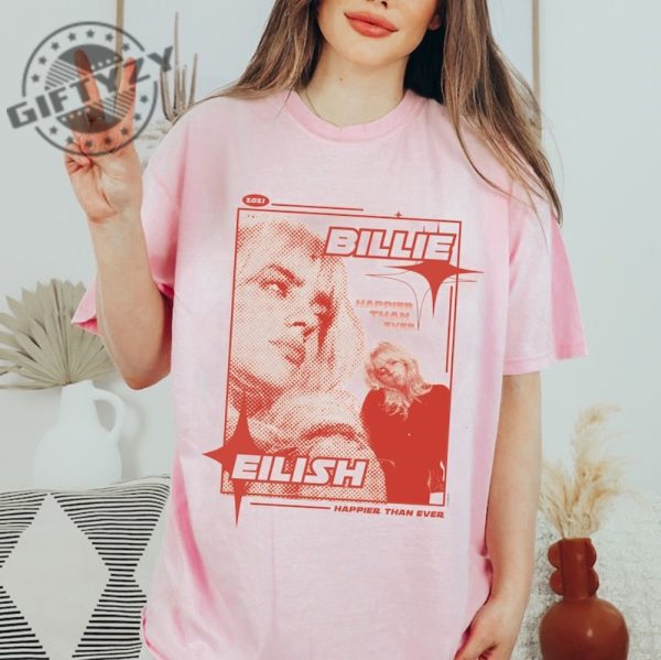Billie Happier Than Ever Aesthetic Shirt Vintage 90S Bootleg Tshirt Billie Eilish Merch Hoodie Sweatshirt giftyzy.com 2