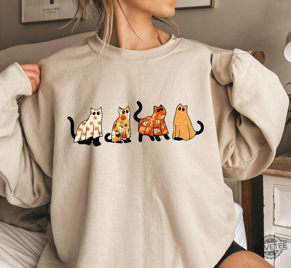 Ghost Cats Halloween Sweatshirt Or Hoodie Cat Lover Gift Funny Halloween Cat Shirt Halloween Shirt Halloween Cat Clothes Halloweentown Sweatshirt Halloween Shirts Spirit Halloween Shirt New revetee.com 3