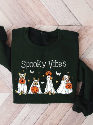 Halloween Sweatshirt Halloween Sweater Ghost Sweatshirt Halloween Dog Sweatshirt Ghost Dog Shirt 2023 Happy Halloween Retro Spooky Season Halloweentown Sweatshirt New revetee.com 2