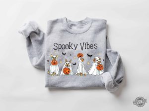 Halloween Sweatshirt Halloween Sweater Ghost Sweatshirt Halloween Dog Sweatshirt Ghost Dog Shirt 2023 Happy Halloween Retro Spooky Season Halloweentown Sweatshirt New revetee.com 3