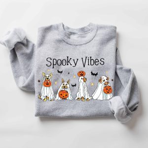 Halloween Sweatshirt Halloween Sweater Ghost Sweatshirt Halloween Dog Sweatshirt Ghost Dog Shirt 2023 Happy Halloween Retro Spooky Season Halloweentown Sweatshirt New revetee.com 3