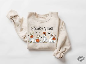 Halloween Sweatshirt Halloween Sweater Ghost Sweatshirt Halloween Dog Sweatshirt Ghost Dog Shirt 2023 Happy Halloween Retro Spooky Season Halloweentown Sweatshirt New revetee.com 4