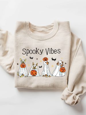 Halloween Sweatshirt Halloween Sweater Ghost Sweatshirt Halloween Dog Sweatshirt Ghost Dog Shirt 2023 Happy Halloween Retro Spooky Season Halloweentown Sweatshirt New revetee.com 4