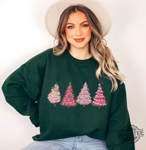 Pink Tree Christmas Sweater Christmas Sweater Christmas Crewneck Christmas Tree Sweatshirt Holiday Sweaters For Women Winter Sweatshirt Small Pink Christmas Tree Shirt New revetee.com 1