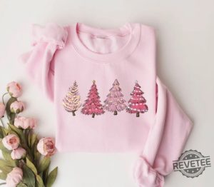 Pink Tree Christmas Sweater Christmas Sweater Christmas Crewneck Christmas Tree Sweatshirt Holiday Sweaters For Women Winter Sweatshirt Small Pink Christmas Tree Shirt New revetee.com 3