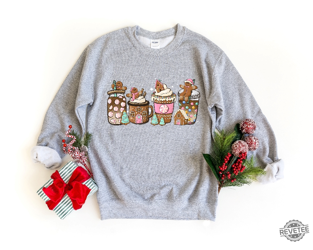Gingerbread Christmas Coffee Shirt Christmas Coffee Sweatshirt Women Holiday Sweater Xmas Tee Coffee Lover Gift Latte Drink Crewneck New