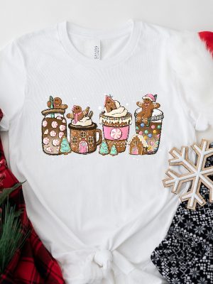 Gingerbread Christmas Coffee Shirt Christmas Coffee Sweatshirt Women Holiday Sweater Xmas Tee Coffee Lover Gift Latte Drink Crewneck New revetee.com 2