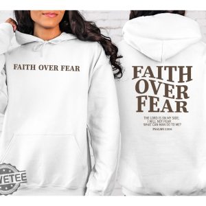 Faith Over Fear Hoodie, Trendy Bible Verse Aesthetic Christian Preppy Hoodie