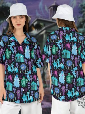 Haunted Mansion Hawaiian Shirt Hitchhiking Ghosts Hawaii Shirt Foolish Mortals Aloha Shirt Disneyland Halloween Button Up Shirt Halloween Hawaiian Shirt Haunted Mansion 2023 New revetee.com 4