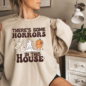 Funny Halloween Sweatshirt Theres Some Horrors In This House Sweatshirt Retro Halloween Sweater Funny Pumpkin Shirt Spooky Season Shirt Spirit Halloween Shirt Unique revetee.com 3