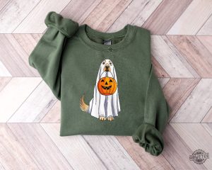 Halloween Dog Shirt Funny Halloween Shirt Golden Retriever Halloween Shirt Golden Retriever Ghost Spirit Halloween Shirt Cute Halloween Shirt Ideas Halloween Sweaters Unique revetee.com 3