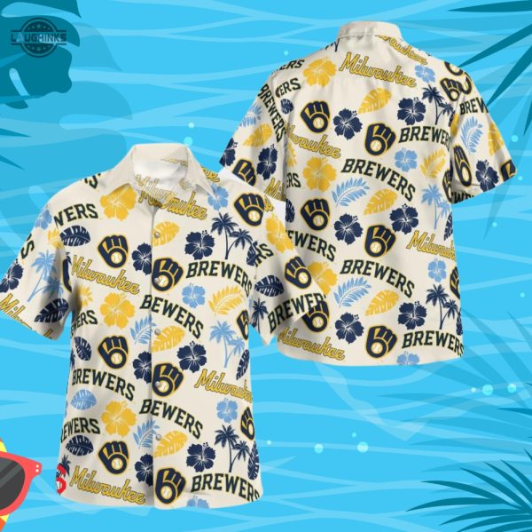 milwaukee brewers hawaiian shirt and shorts inspired by brewers hawaiian shirt night 2023 milwaukee brewers promotions 2023 brewers theme nights 2023 laughinks.com 1