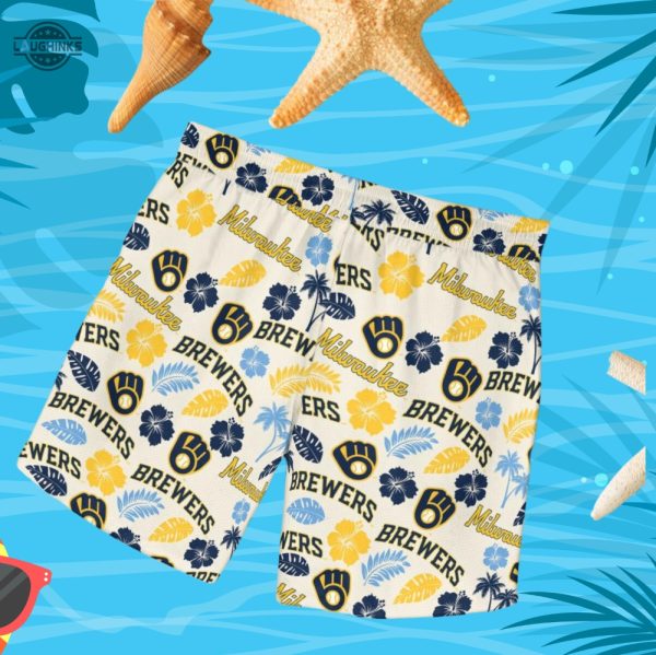 milwaukee brewers hawaiian shirt and shorts inspired by brewers hawaiian shirt night 2023 milwaukee brewers promotions 2023 brewers theme nights 2023 laughinks.com 2