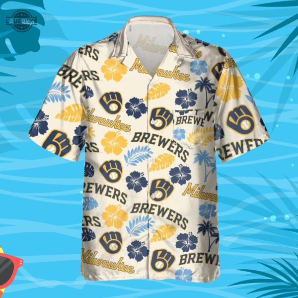 milwaukee brewers hawaiian shirt and shorts inspired by brewers hawaiian shirt night 2023 milwaukee brewers promotions 2023 brewers theme nights 2023 laughinks.com 4