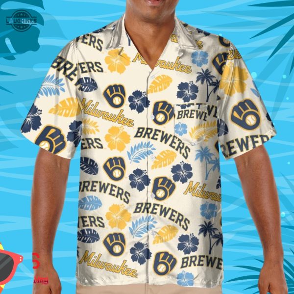 milwaukee brewers hawaiian shirt and shorts inspired by brewers hawaiian shirt night 2023 milwaukee brewers promotions 2023 brewers theme nights 2023 laughinks.com 5